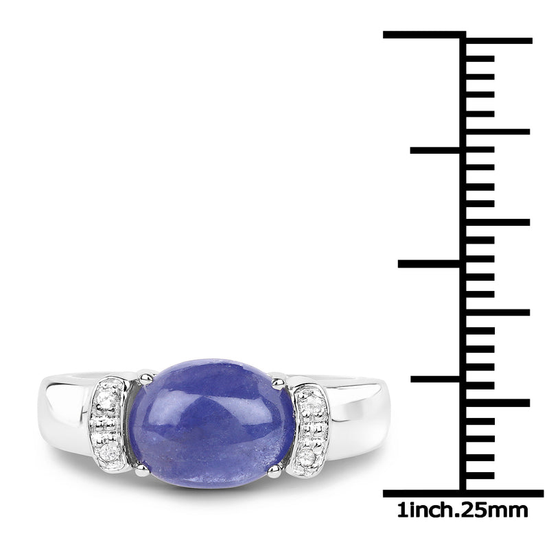 3.57 Carat Genuine Tanzanite and White Topaz .925 Sterling Silver Ring