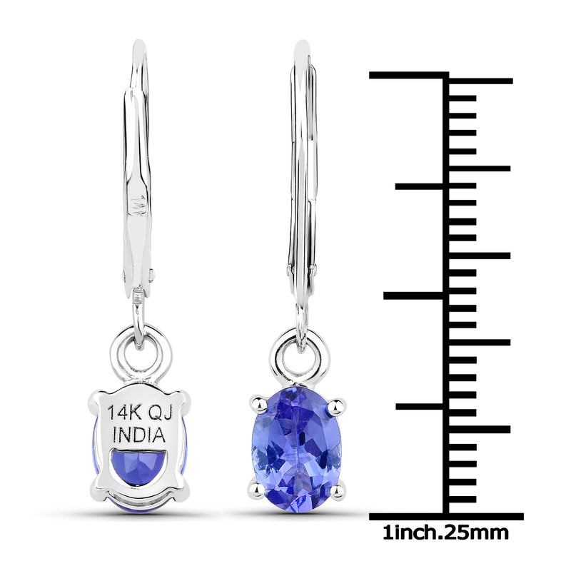 1.50 Carat Genuine Tanzanite 14K White Gold Earrings