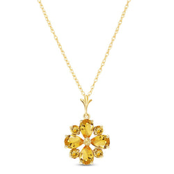 2.43 Carat 14K Solid Yellow Gold Ray Of Life Citrine Necklace