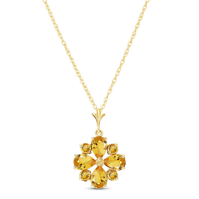 2.43 Carat 14K Solid Yellow Gold Ray Of Life Citrine Necklace