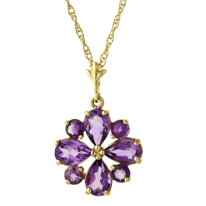 2.43 Carat 14K Solid Yellow Gold Testimony Of Love Amethyst Necklace