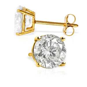 4.5 Carat 14K Solid Yellow Gold Cubic Zirconia Stud Earrings