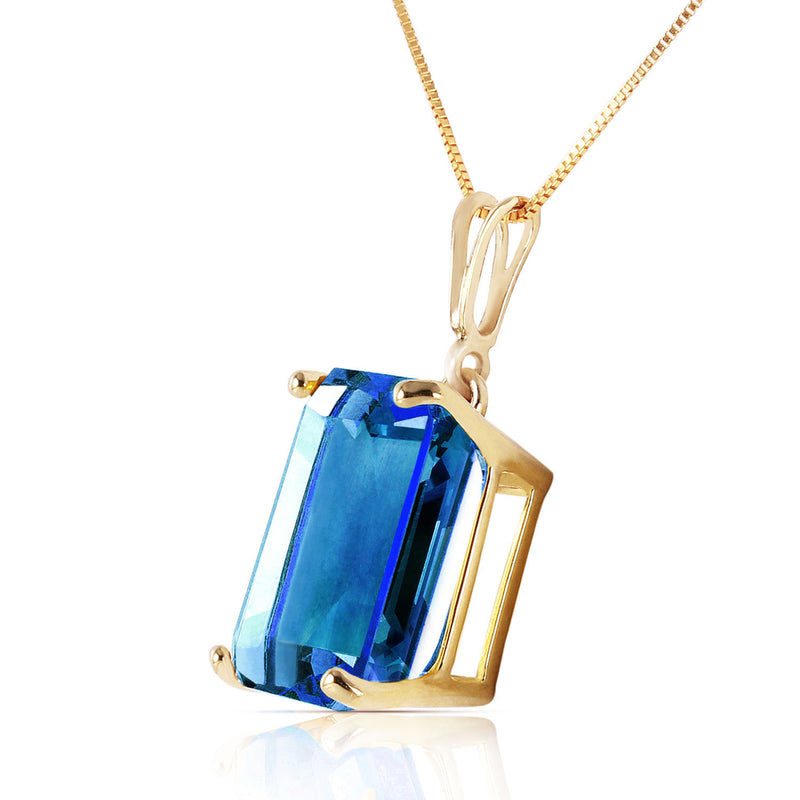 7 Carat 14K Solid Yellow Gold Necklace Octagon Blue Topaz
