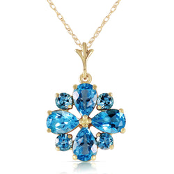 2.43 Carat 14K Solid Yellow Gold Beauvoire Blue Topaz Necklace