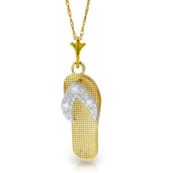 0.02 Carat 14K Solid Yellow Gold Shoes Necklace Natural Diamond