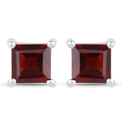 1.66 Carat Genuine Garnet .925 Sterling Silver Earrings