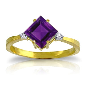 1.77 Carat 14K Solid Yellow Gold Triggering Purple Amethyst Diamond Ring