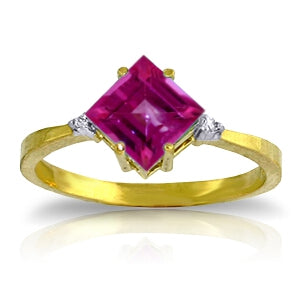 1.77 Carat 14K Solid Yellow Gold Take A Chance Pink Topaz Diamond Ring