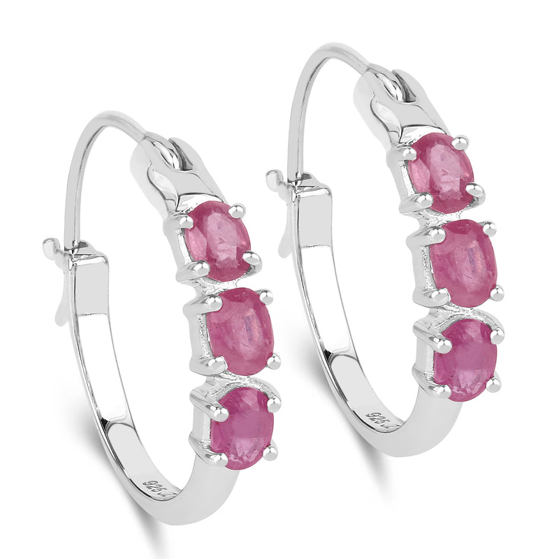 1.20 Carat Genuine Ruby .925 Sterling Silver Earrings