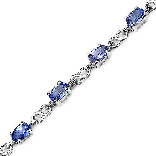 2.91 Carat Genuine Tanzanite .925 Sterling Silver Bracelet