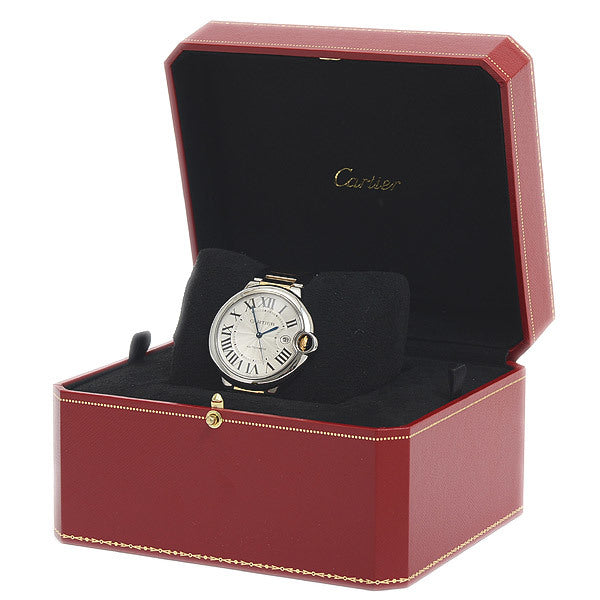 Cartier Baron Blue LM Combination Silver Dial K18YG Stainless Steel Automatic W69009Z3 Mens Watch