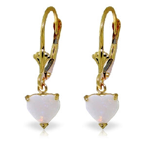 1.3 Carat 14K Solid Yellow Gold Leverback Earrings Natural Opal