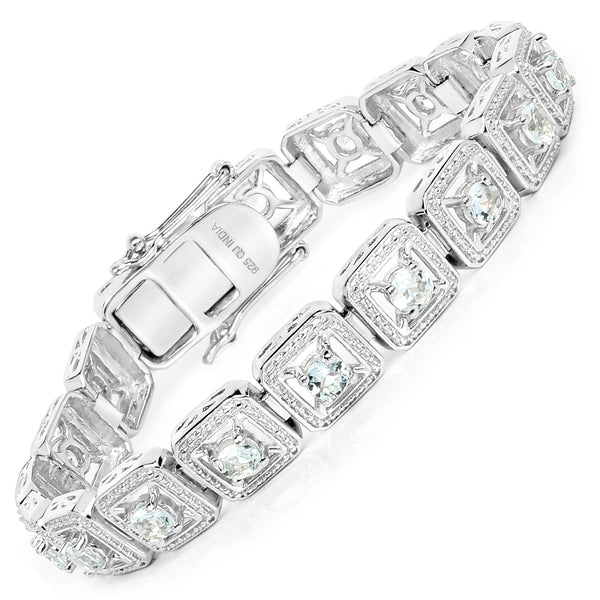 4.50 Carat Genuine Aquamarine .925 Sterling Silver Bracelet