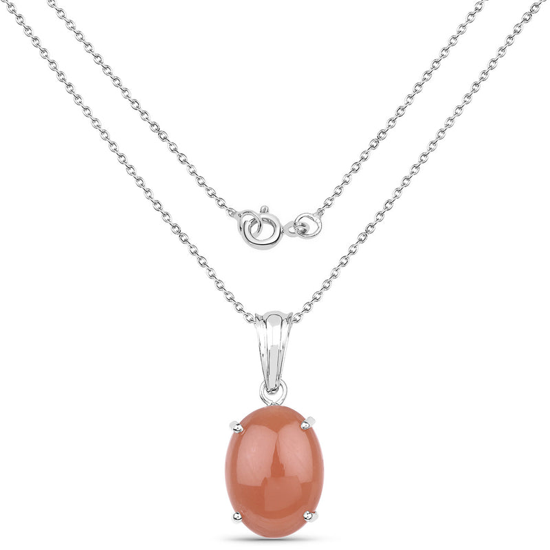 8.35 Carat Genuine Peach Moonstone .925 Sterling Silver Pendant
