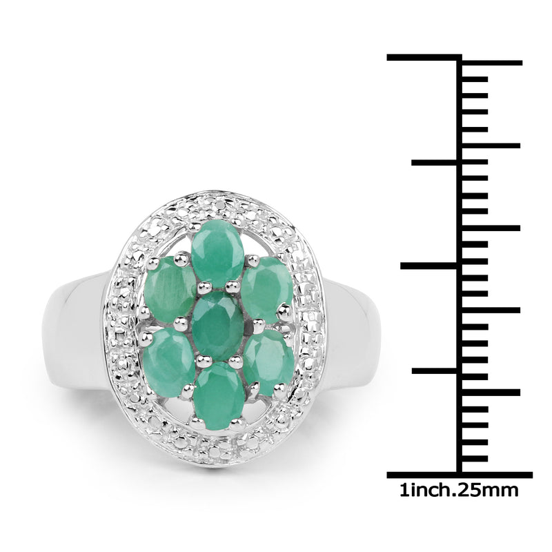 0.98 Carat Genuine Emerald .925 Sterling Silver Ring