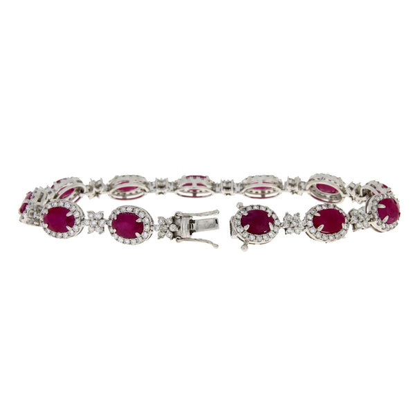 14.59ct Ruby Diamond Tennis Bracelet 14KT White Gold