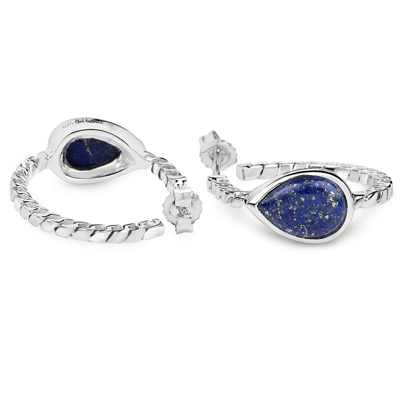 2.88 Carat Genuine Lapis .925 Sterling Silver Earrings