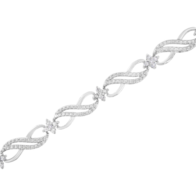 .925 Sterling Silver 1/2 cttw Prong Set Round-Cut Diamond Infinity Weave Link Bracelet (I-J Color, I2-I3 Clarity) - Size 7.25"