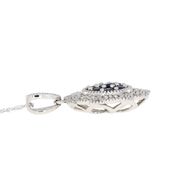 .65ct Sapphire Diamond Fashion Pendants 14KT White Gold