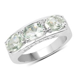 2.40 Carat Genuine Green Amethyst .925 Sterling Silver Ring