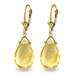 10.2 Carat 14K Solid Yellow Gold Fortune Citrine Earrings