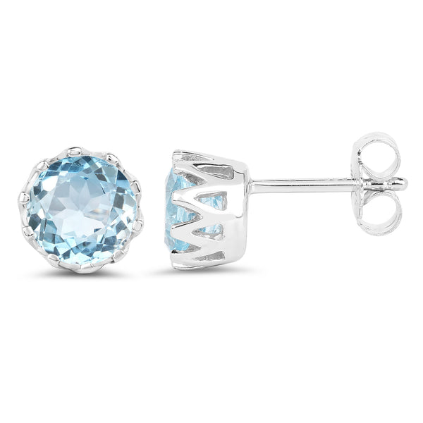 2.96 Carat Genuine Blue Topaz .925 Sterling Silver Earrings