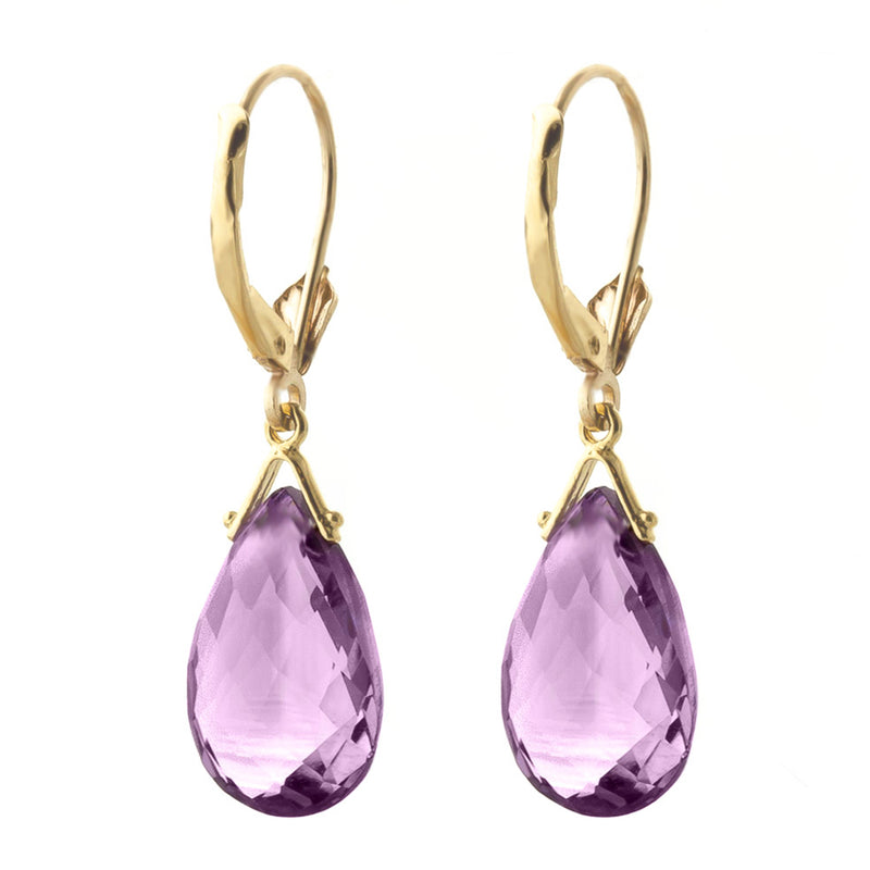 10.2 Carat 14K Solid Yellow Gold Fortune Amethyst Earrings