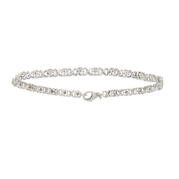 Natural .11ct Diamond Tennis Bracelet Sterling Silver