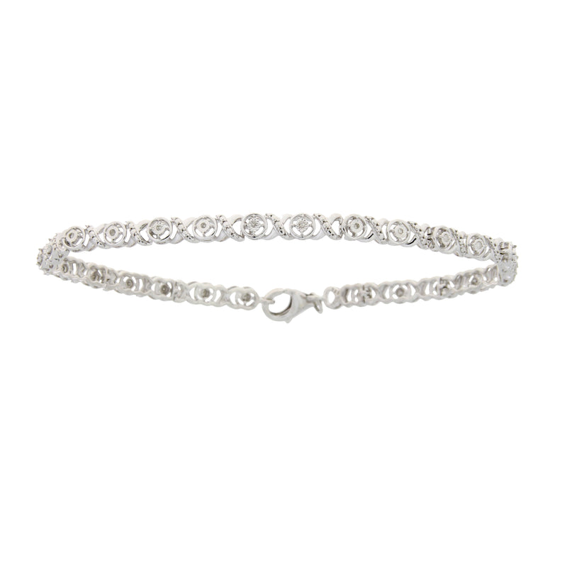 Natural .11ct Diamond Tennis Bracelet Sterling Silver