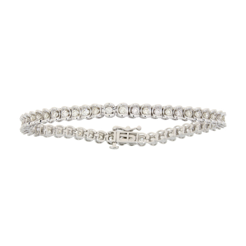 Natural 2.00ct Diamond Tennis Bracelet 10KT White Gold