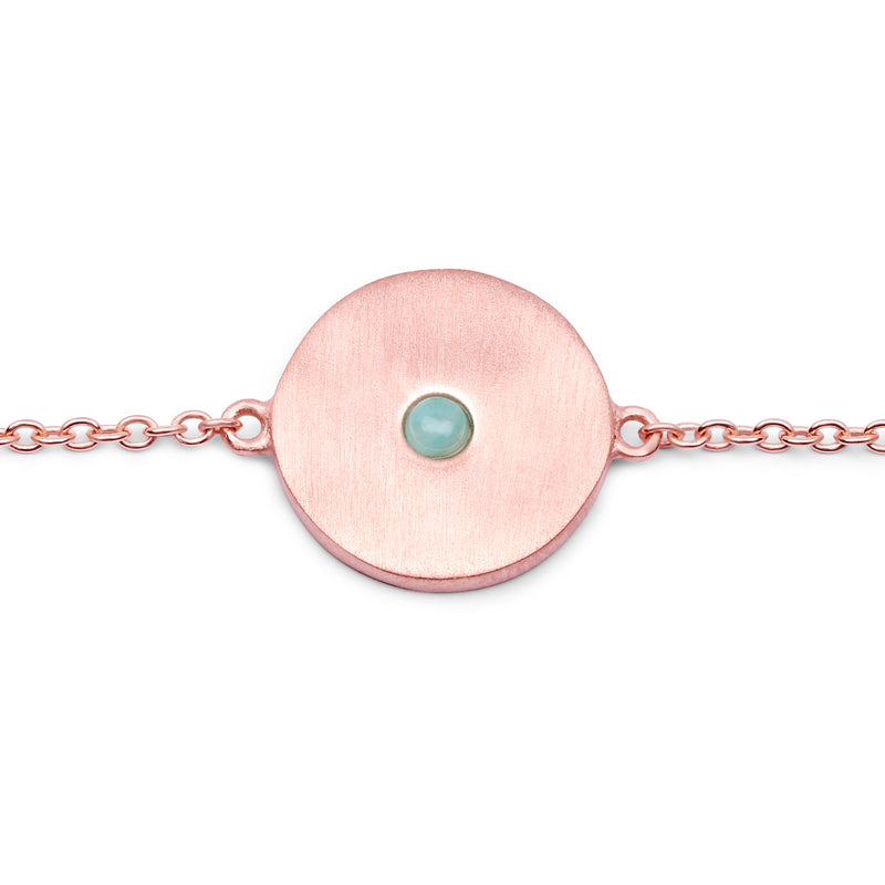 18K Rose Gold Plated 0.11 Carat Genuine Amazonite .925 Sterling Silver Bracelet