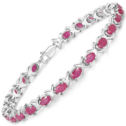 6.21 Carat Genuine Johnson Ruby .925 Sterling Silver Bracelet