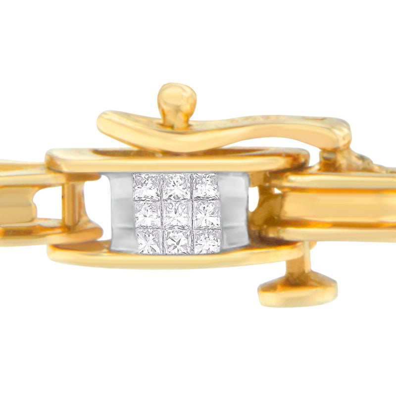 14K Yellow Gold Princess Cut Diamond Chain Link Bracelet (1.00 cttw, H-I Color, SI1-SI2 Clarity)