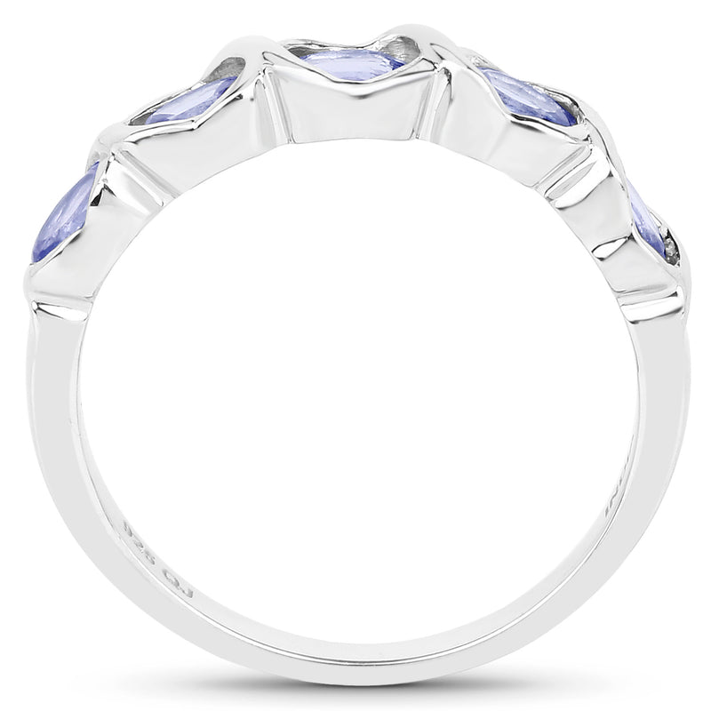 0.85 Carat Genuine Tanzanite .925 Sterling Silver Ring