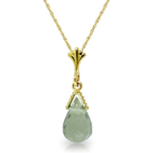 2.5 Carat 14K Solid Yellow Gold Pastime Green Amethyst Necklace