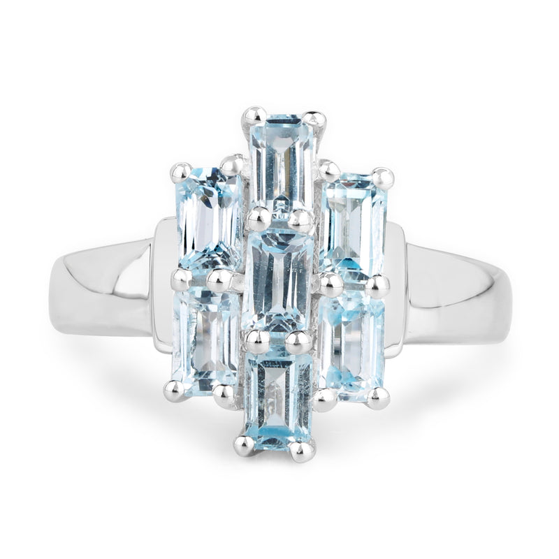 2.24 Carat Genuine Blue Topaz .925 Sterling Silver Ring