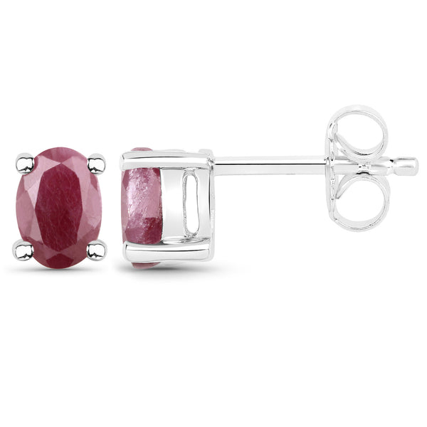 1.60 Carat Genuine Ruby .925 Sterling Silver Earrings