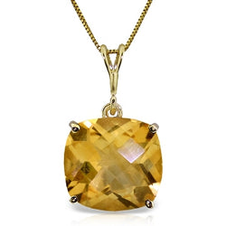 3.6 Carat 14K Solid Yellow Gold Necklace Natural Checkerboard Cut Citrine