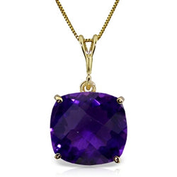 3.6 Carat 14K Solid Yellow Gold Necklace Natural Checkerboard Cut Purple Amethyst