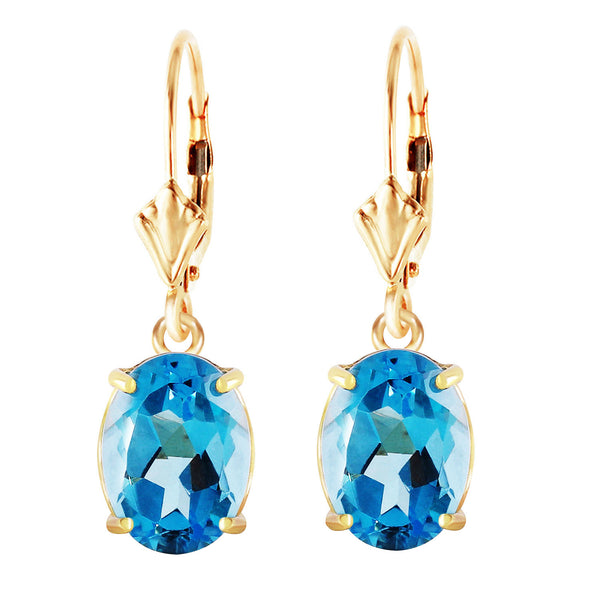 6.25 Carat 14K Solid Yellow Gold Encourage Blue Topaz Earrings