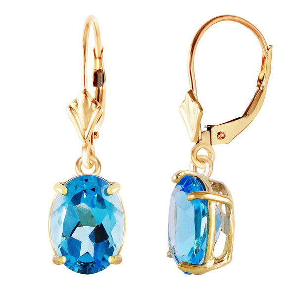 6.25 Carat 14K Solid Yellow Gold Encourage Blue Topaz Earrings