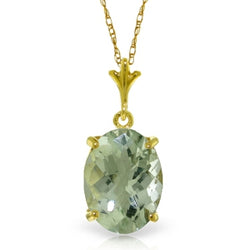 3.2 Carat 14K Solid Yellow Gold Distant Places Green Amethyst Necklace