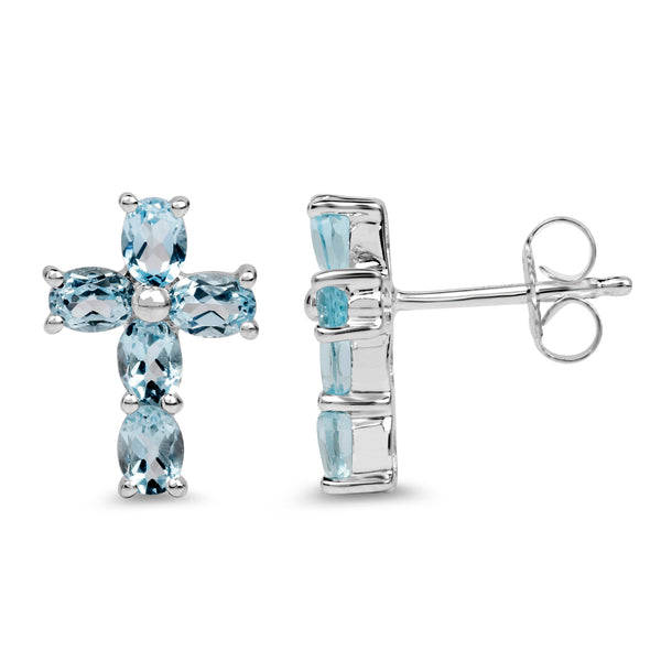 2.00 Carat Genuine Blue Topaz .925 Sterling Silver Earrings