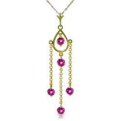 1.5 Carat 14K Solid Yellow Gold Pink Lily Pink Topaz Necklace