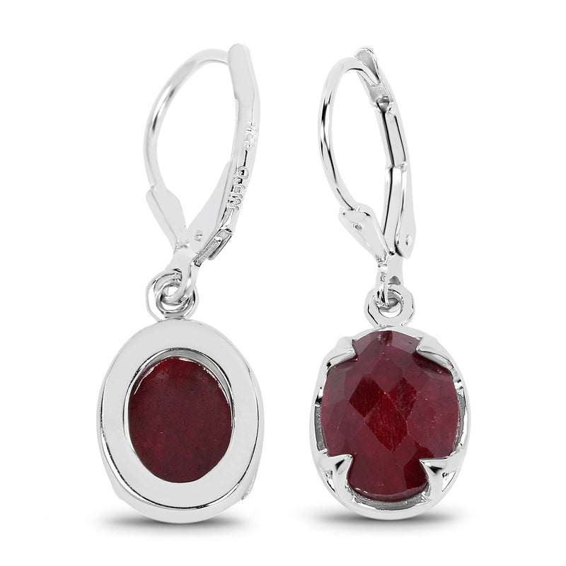 6.90 Carat Dyed Ruby .925 Sterling Silver Earrings