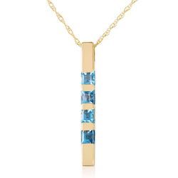 0.35 Carat 14K Solid Yellow Gold Necklace Bar Natural Blue Topaz