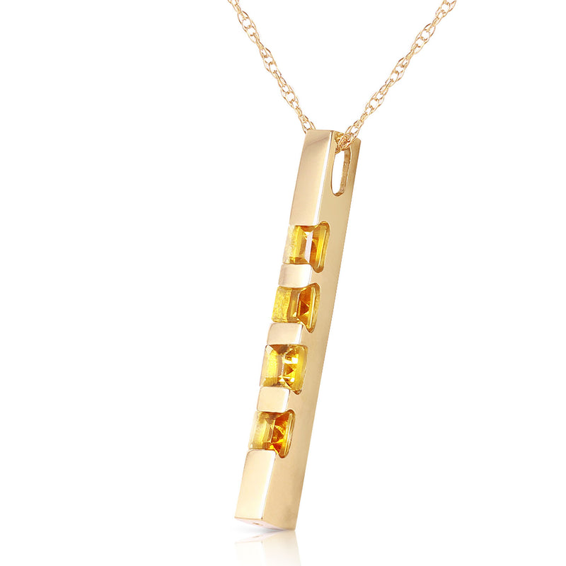 14K Solid Gold Citrine Bar Necklace - Modern Elegance in Yellow Gold