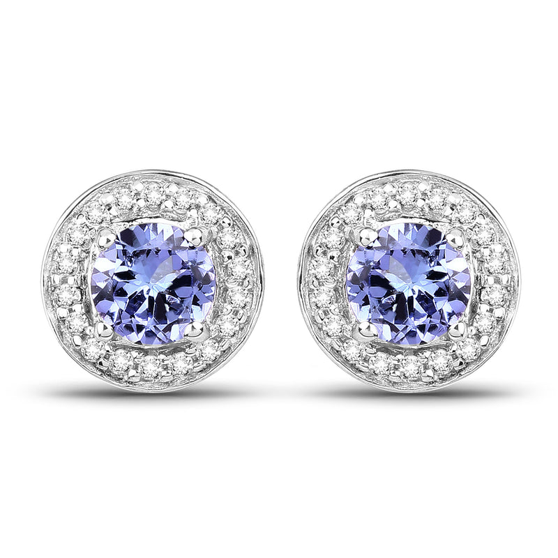 1.12 Carat Genuine Tanzanite and White Topaz .925 Sterling Silver Earrings