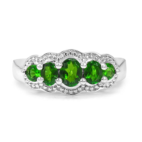 0.98 Carat Genuine Chrome Diopside .925 Sterling Silver Ring