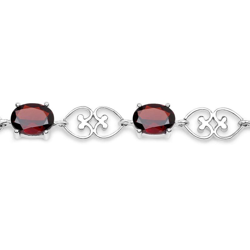 10.00 Carat Genuine Garnet .925 Sterling Silver Bracelet